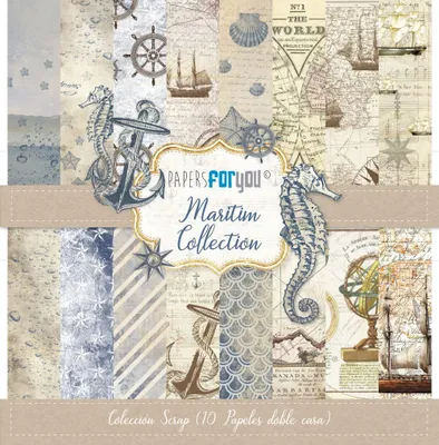 Scrapbooking-Papier Maritim, 30,5 x 30,5 cm, 10 Blatt, 190 g