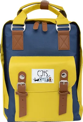 Immagine prodotto di Biggdesign Zaino per laptop da donna, borsa da lavoro idrorepellente con scomparto per laptop, zaino da viaggio con porta di ricarica USB, laptop e notebook da 14 pollici, protezione antifurto, 10 L, giallo