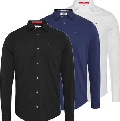 Produktbild von Neu! Tommy Hilfiger Hemd SLIM FIT Herren DUNKELBLAU Hoody Polo Hemd Pullover Poloshirt