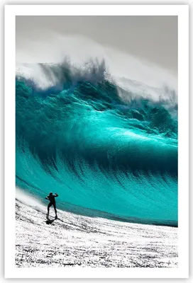 Produktbild von Poster - Poster ohne Rahmen - Surfen Welle Türkis - 61x91,5 cm - Wand Bild - Wanddeko - Wandbilder - Kunstposter - Wandposter - Bilder - Kunstdruck - Wanddekoration - Wandbild - P2XPA61x91-4351