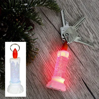 Produktbild von LED-Schlüsselanhänger Glitterkerze mit Farbwechsler Weihnachtskerze Adventskerze