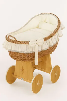 Image de LIT POUR BÉBÉ MY SWEET BABY en Fibre Naturelle Crème avec Base en Bois et Matelas PREMIUM