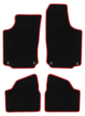 Produktbild von Fußmatten Automatten Velours Schwarz/Rot für Opel Corsa C 2000-2006 Set 4-tlg