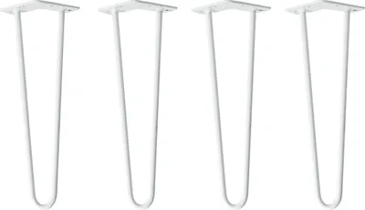 Produktbild von Natural Goods Berlin HAIRPIN Legs, Haarnadelbeine, Möbelfüße, Tischbeine, Weiß, 40 cm, 2 Streben, 4 Stück