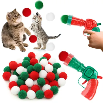 Katzenspielzeug-Set mit 2 Plüschpistolen und 30 Bällen