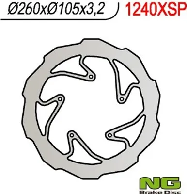 Produktbild von Ng Bremsscheibe Vorne Für Bmw G 450X '08-'11 (260X105X3.2) Wave (5X6.00Mm)