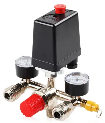 Image de Régulateur de pression pour compresseur, 220 V, avec interrupteur de pression et manomètres