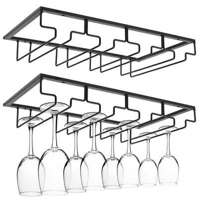 Zdjęcie produktu dla Wieszak na kieliszki 40 x 22,5 cm, 2 sztuki, czarny, do kuchni