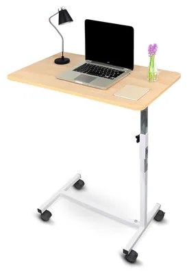 Beistelltisch höhenverstellbar klappbar fahrbar Holzfarbe 42x73x14 cm