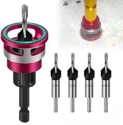 Produktbild von 5-delige verzinkboorset mit Bohrstift, 1/4"-Zentralschlagbohrer, präzise Bohrung für Holzarbeit