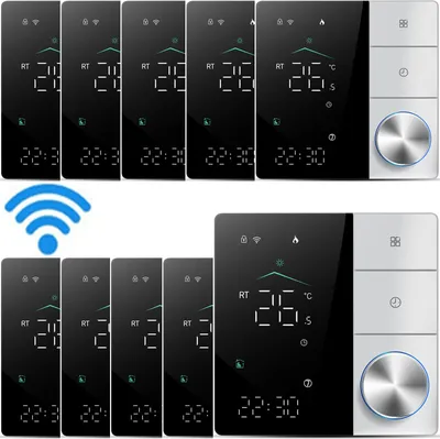 Obrázek produktu pro 10x digitální WiFi termostat Chytrý pokojový termostat pro elektrické podlahové vytápění s aplikací AI Smart Learning APP, dotykový LED displej, programovatelný termostat