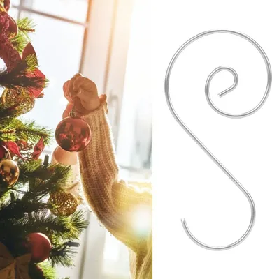 Image de 60pcs Mini crochets en métal multi-usages en forme de S Décoration pour arbre de Noël (Argent)