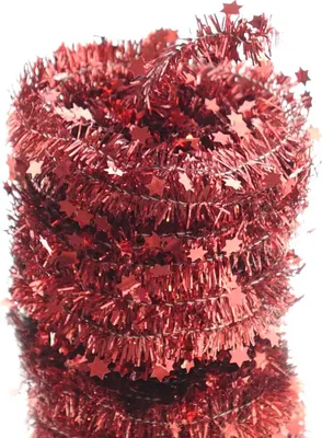 Produktbild von Weihnachts-Lametta-Sterngirlande Rot glänzend 7 Meter - Kunststoff