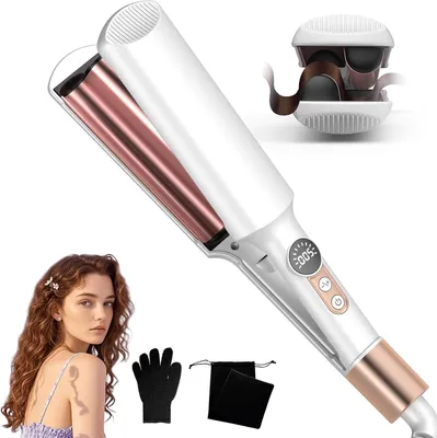 Produktbild von Mini Lockenstab – Haarschmuck – Für Beachwellen – Schnell aufheizbar – Kompakte Größe – Rosa und Weiß