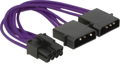 Image de DELOCK Câble d'alimentation 8Pin PCIe -> 2x 4Pin Molex 0.15m Textilman