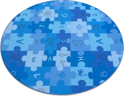 Produktbild von Teppich kreis PUZZLE blau  Blau rund 100 cm