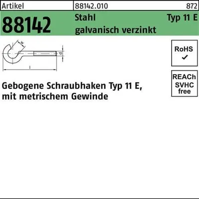 Produktbild von Reyher  Gebogene Schraubhaken Typ 11E M 5x60 vz (100 Stück)