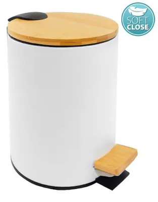 Produktbild von Aqualine BAMBUS Abfallbehälter rund 3l, Soft Close, Weiß matt
