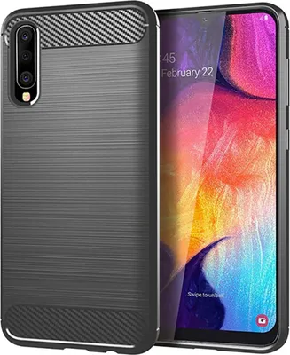 Produktbild von Samsung Case Handyhülle Cover TPU Case Schutzhülle Case Handy Bumper Carbon Optik Schale, Farbe:Grau, Modell wählen:Samsung Galaxy J7 (2018)