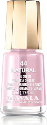 A bottle of Mavala nail polish with a gold cap.