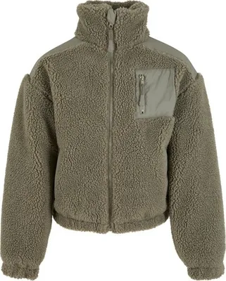 Productafbeelding van Urban Classics meisjesjas, model Sherpa Mix, kleur lichtgroen - maat 122/128