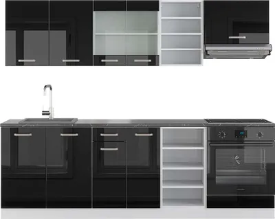 Obrázok produktu pre Kuchynský kút Vicco R-Line Čierna vysoký lesk/biela 240 cm , AP Antracit, Model 42453
