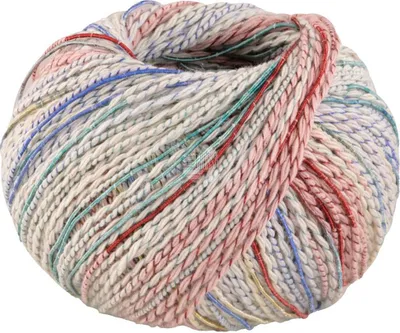 A ball of multi-colored yarn.