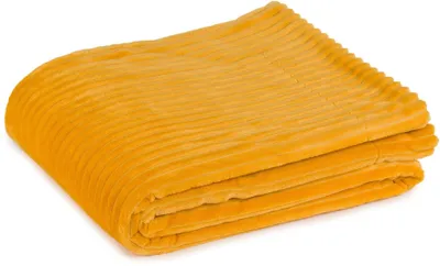 Produktbild von GÖZZE Cord Wohndecke kuschelige Mikrofaser-Wendedecke in Cordoptik mit samtweicher Rückseite Senf Gelb 150 x 200 cm