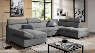 Produktbild von AX LIVING U Sofa mit Schlaffunktion Olettio 342 cm Grau R