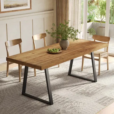 Produktbild von Industrieller Esstisch für 4–6 Personen, 160 cm langer Küchentisch aus Massivholz mit robusten Metallbeinen, ideal für Esszimmer, rustikales Braun