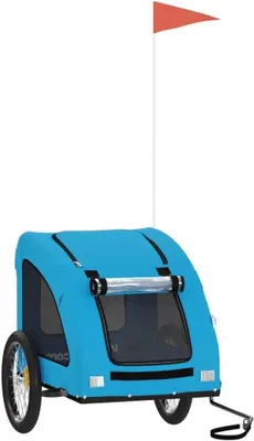 Imagen del producto de Remolque para bicicletas, para perros, color azul, fabricado con tela Oxford y hierro, peso: 9 kg - Modelo: 93967