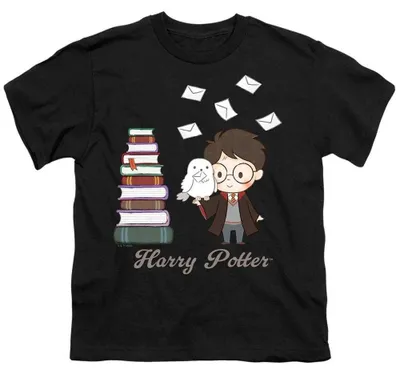 Imagen del producto de Camiseta para niños de Harry Potter, diseño "Cartas para Hogwarts", modelo TV42239 (talla 104), color negro