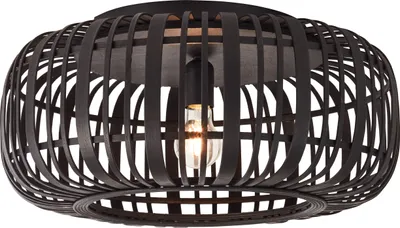 Produktbild von BRILLIANT natürliche Deckenleuchte WOODROW | Schwarze Deckenlampe im Boho-Style mit Schirm aus Bambus Ø 50 cm | 1x E27 Fassung max. 60W | Metall/Bambus