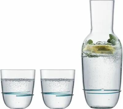 Image de ZWIESEL GLAS handmade 1382 KARAFFE 0,75 + 2 BECHER 42 AURA SMARAGDGRÜN 121695
