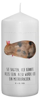 Produktbild von Mr. & Mrs. Panda Kerze Einhorn Meerschweinchen 15 x 7 cm - Weiß - Geschenk, Erinnerungskerze, Bedruckte, Erinnerungslicht, Meerschwein, Unicorn, Wachskerze, Einhörner
