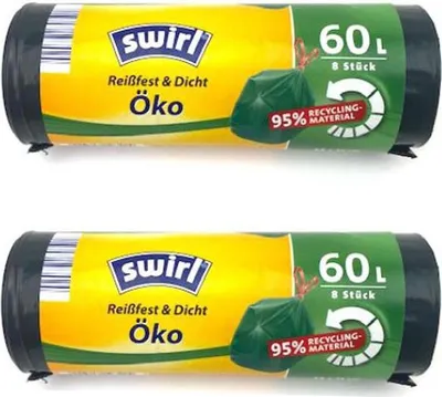 Produktbild von Öko Müllbeutel 60 L 16 Stück Mülltüten reißfest dicht Abfallbeutel 95% recycelt