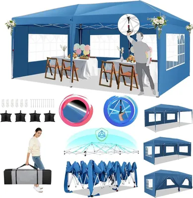 Productafbeelding van Pop-up paviljoen, eenvoudig op te zetten, waterdicht ontwerp, blauw