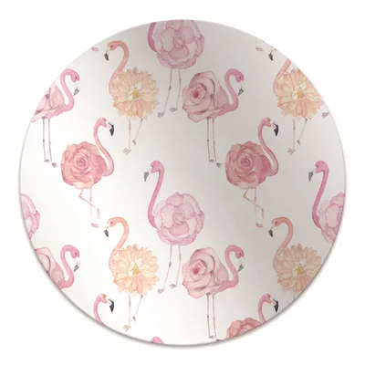 Produktbild von Rundmatte - Stuhlunterlage Bürostuhlunterlage - Rund Ø 100 cm - Bodenmatte - Fußmatte - Flamingos und Blumen