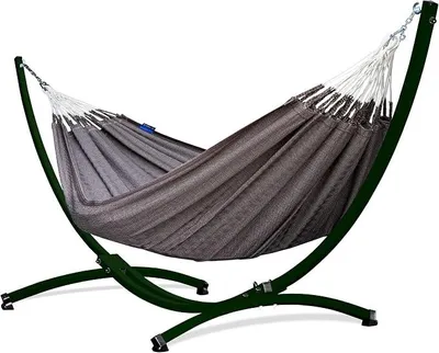Produktbild von Outdoor Hängematte mit Gestell für 2 Personen I Medelin - 100% Baumwolle Doppelhängematte 230x160, 200kg I Hängemattengestell 220kg, wetterfest