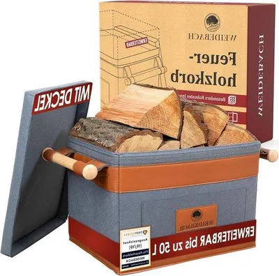 Image de Boîte de rangement en bois 35 l, grise, très résistante, 40 x 30 x 30 cm, poignée antidérapante