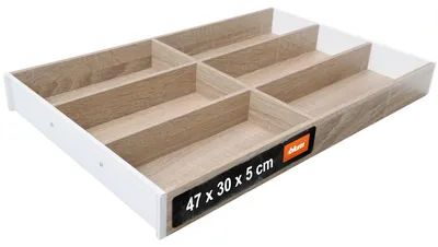 Productafbeelding van Blum Ambia-Line bestekhouder, geschikt voor bestekdozen, afmetingen 475x300x50mm, uitvoering: Bardolino eikenhout, staal