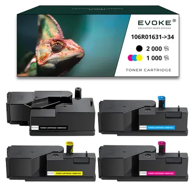 Obrázek produktu pro 4x toner pro Xerox 106R-6010B 106R01634 CMYK = černá + modrá + červená + žlutá | Náhrada pro Phaser WORKCENTRE 6000 6010V/N 6015 6015N 6015NI