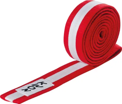 Produktbild von Budogürtel mehrfarbig rot/weiß/rot 220