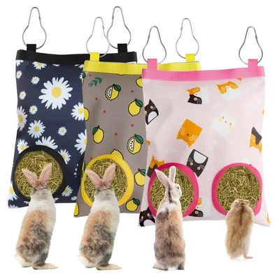 Produktbild von Heuhängesack Heubehälter Heuraufe - Hängend - 24 x 19 cm - 2 Löcher - 3 Stück