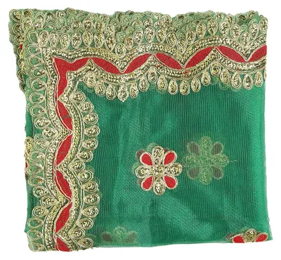Puja Chunari aus Netzstoff, 45,72 x 96,52 cm, grün