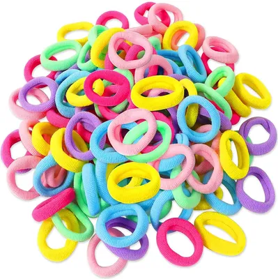 Obrázek produktu pro sada 100 mini gumiček do vlasů pro dívky, elastické dětské gumičky do vlasů, pestrobarevné gumičky do vlasů