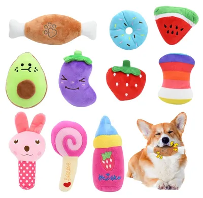 Image de 10 jouets couinants pour chiots - Jouets interactifs à mâcher pour petits chiens