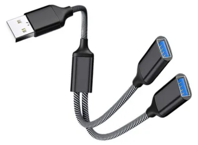 Immagine prodotto di INF Adattatore USB a Doppio USB - Hub USB 2.0 in Lega di Alluminio 2 Porte, Plug and Play, Compatibile con Windows, Mac, Linux, Android, HarmonyOS Nero