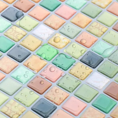 Produktbild von HyFanStr 3D fliesenaufkleber küche, Selbstklebende 3D mosaik fliesenaufkleber Bad Fliesendekor Aufkleber 23.6X23.6cm (4er Pack)