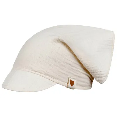 Produktbild von Kopftuch Mütze Schirmmütze Mädchen Sommer Baumwolle Musselin, Creme, Gr. 50/52